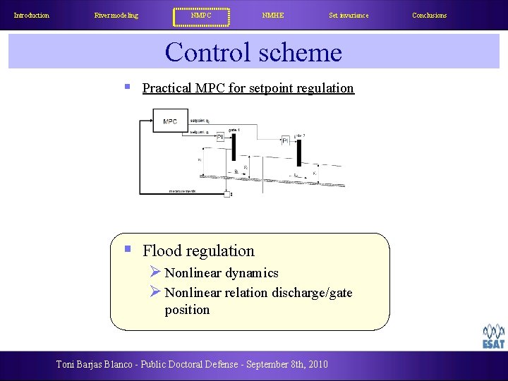 Introduction River modeling NMPC NMHE Set invariance Control scheme § Practical MPC for setpoint