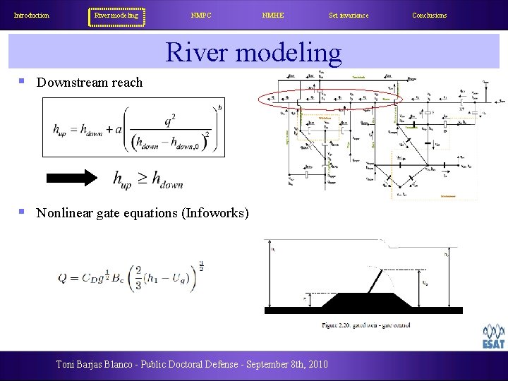 Introduction River modeling NMPC NMHE Set invariance River modeling § Downstream reach § Nonlinear