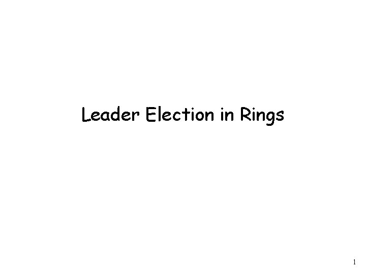 Leader Election in Rings 1 