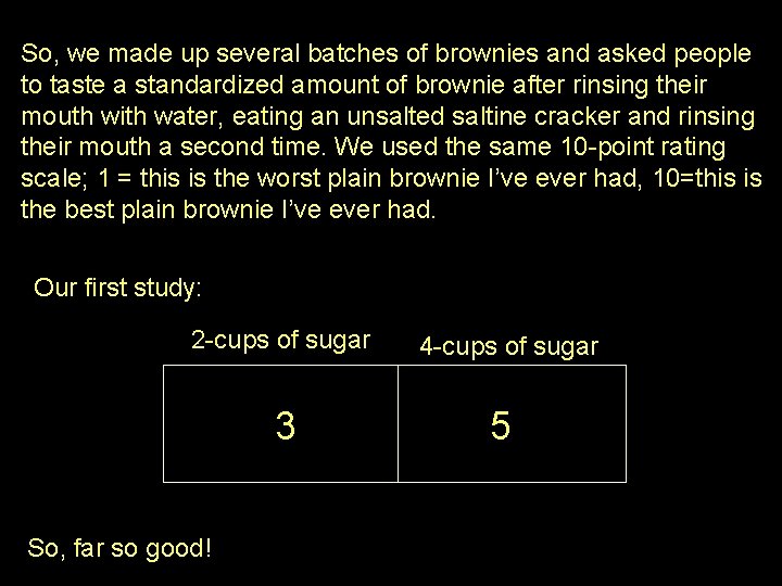 So, we made up several batches of brownies and asked people to taste a