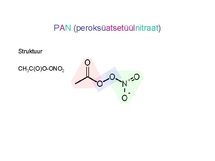 PAN (peroksüatsetüülnitraat) Struktuur CH 3 C(O)O-ONO 2 