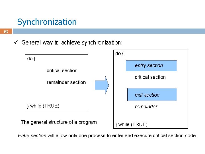 Synchronization 43 / 123 ü General way to achieve synchronization: 