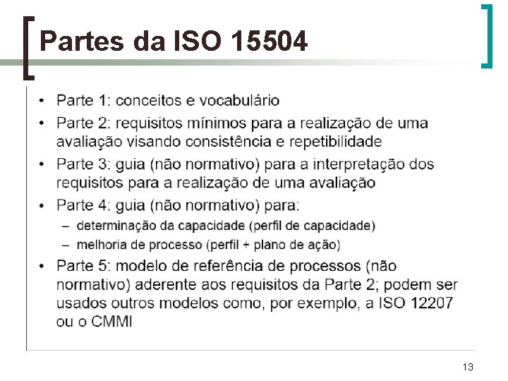 Partes da ISO 15504 13 