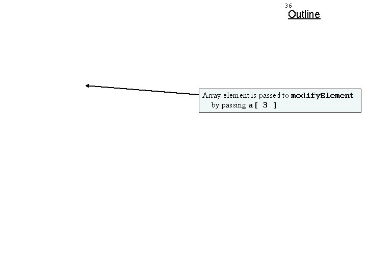 36 Outline Array element is passed to modify. Element by passing a[ 3 ]