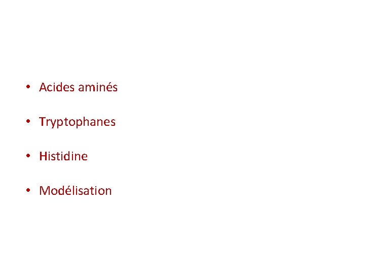  • Acides aminés • Tryptophanes • Histidine • Modélisation 