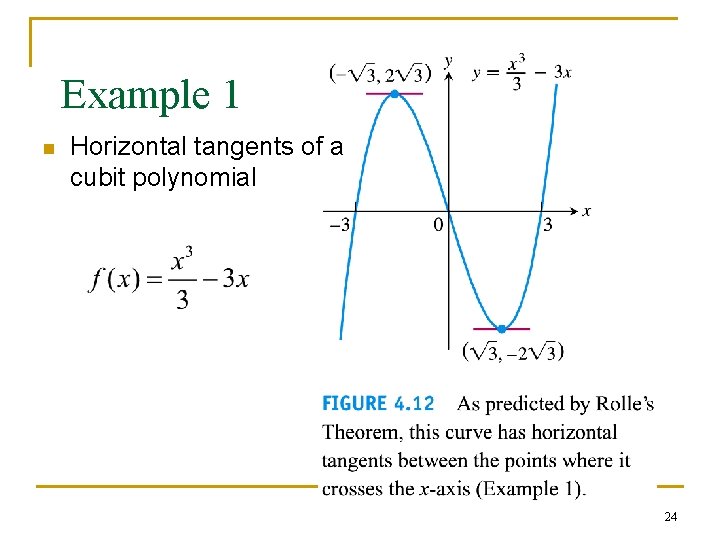 Example 1 n Horizontal tangents of a cubit polynomial 24 