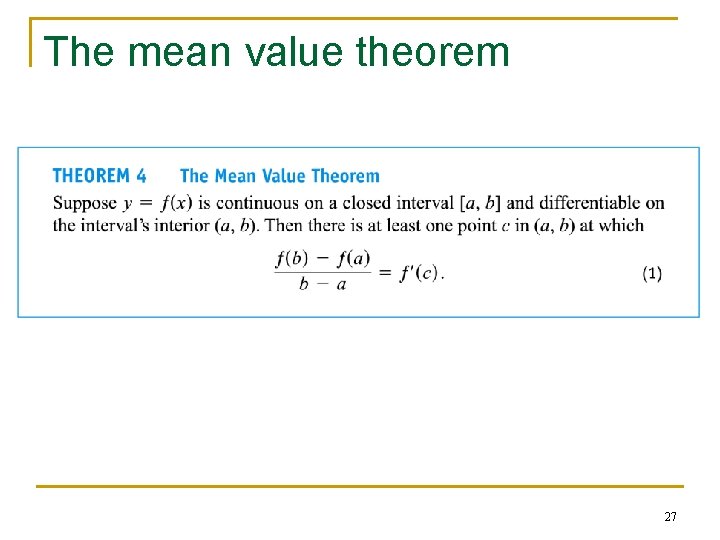 The mean value theorem 27 