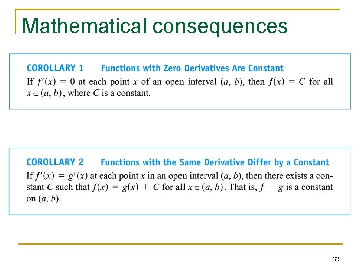 Mathematical consequences 32 