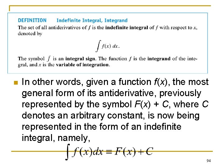 n In other words, given a function f(x), the most general form of its