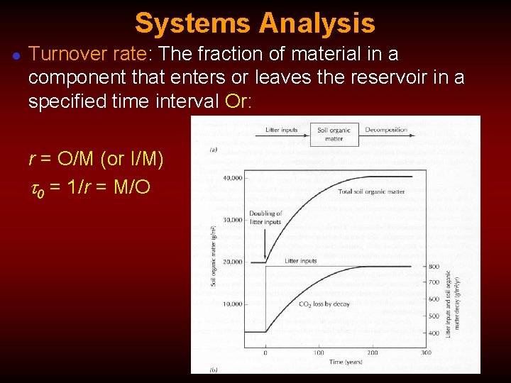 Systems Analysis l Turnover rate: The fraction of material in a component that enters
