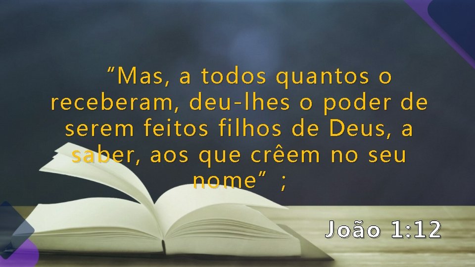 “Mas , a todos quantos o receberam, deu-lhes o poder de serem feitos filhos “Mas , a todos quantos o receberam, deu-lhes o poder de serem feitos filhos