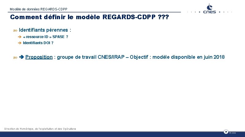 Modèle de données REGARDS-CDPP Comment définir le modèle REGARDS-CDPP ? ? ? Identifiants pérennes