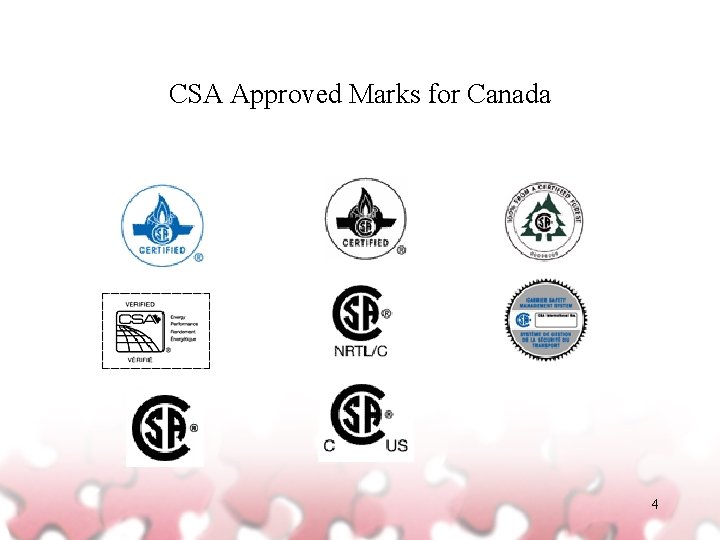 CSA Approved Marks for Canada 4 
