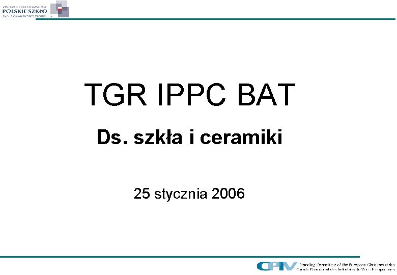 TGR IPPC BAT Ds. szkła i ceramiki 25 stycznia 2006 