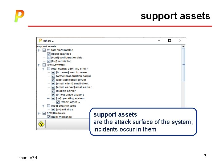support assets are the attack surface of the system; incidents occur in them tour