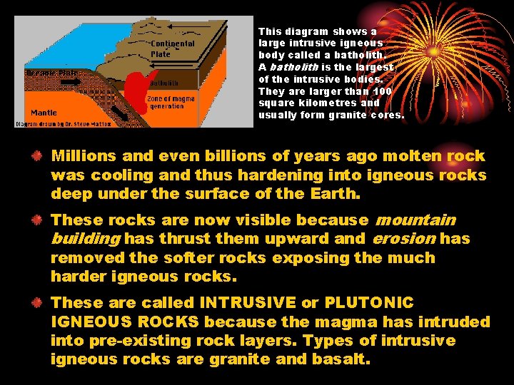 This diagram shows a large intrusive igneous body called a batholith. A batholith is