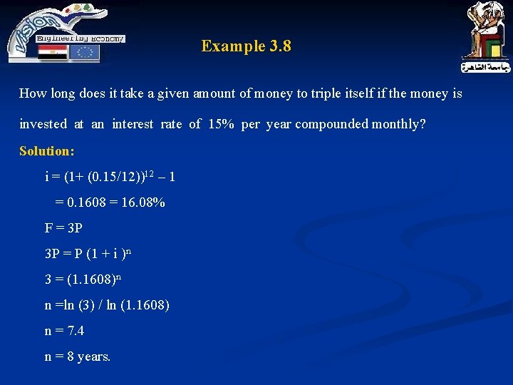 Example 3. 8 How long does it take a given amount of money to