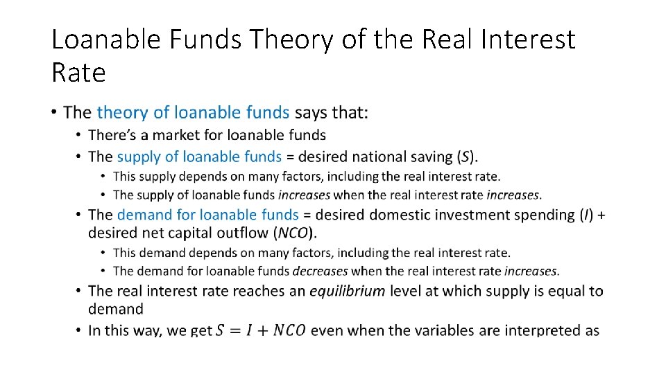 Loanable Funds Theory of the Real Interest Rate • 