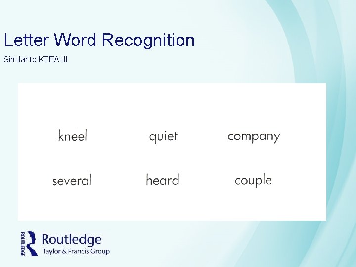 Letter Word Recognition Similar to KTEA III 