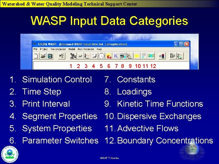 Watershed & Water Quality Modeling Technical Support Center WASP Input Data Categories 1 2 Watershed & Water Quality Modeling Technical Support Center WASP Input Data Categories 1 2