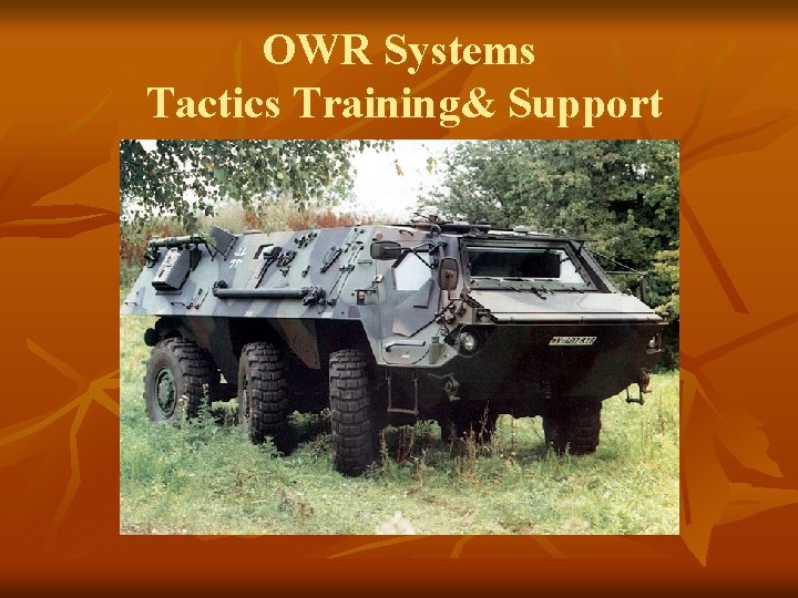 OWR Systems Tactics Training& Support 