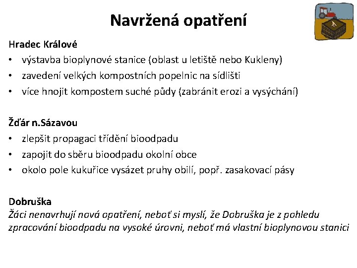 Navržená opatření Hradec Králové • výstavba bioplynové stanice (oblast u letiště nebo Kukleny) •