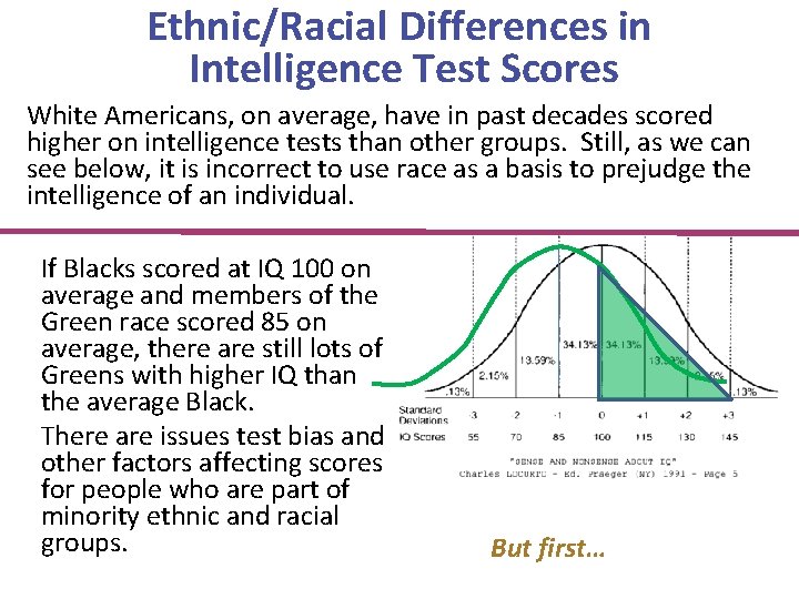 Ethnic/Racial Differences in Intelligence Test Scores White Americans, on average, have in past decades