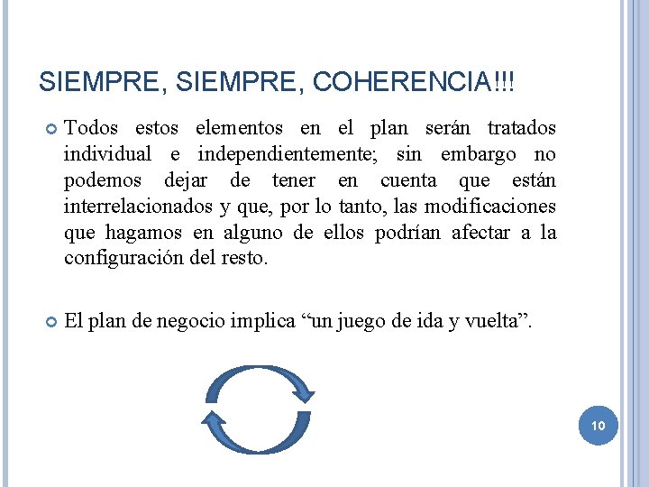 SIEMPRE, COHERENCIA!!! Todos estos elementos en el plan serán tratados individual e independientemente; sin SIEMPRE, COHERENCIA!!! Todos estos elementos en el plan serán tratados individual e independientemente; sin
