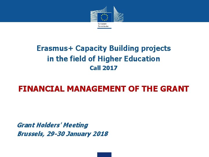 Erasmus+ Capacity Building projects in the field of Higher Education Call 2017 FINANCIAL MANAGEMENT