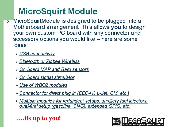 Micro. Squirt Module Ø 8 Micro. Squirt. Module is designed to be plugged into