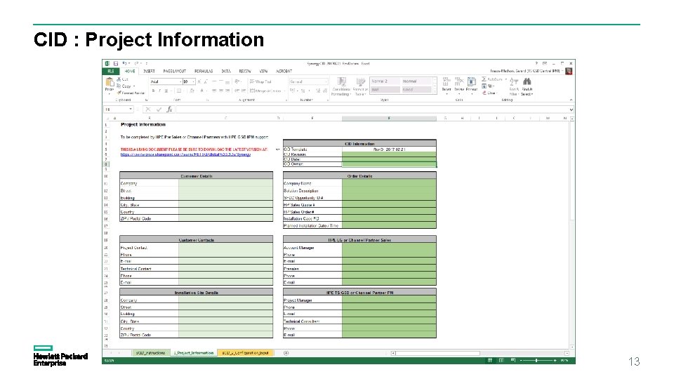 CID : Project Information 13 CID : Project Information 13