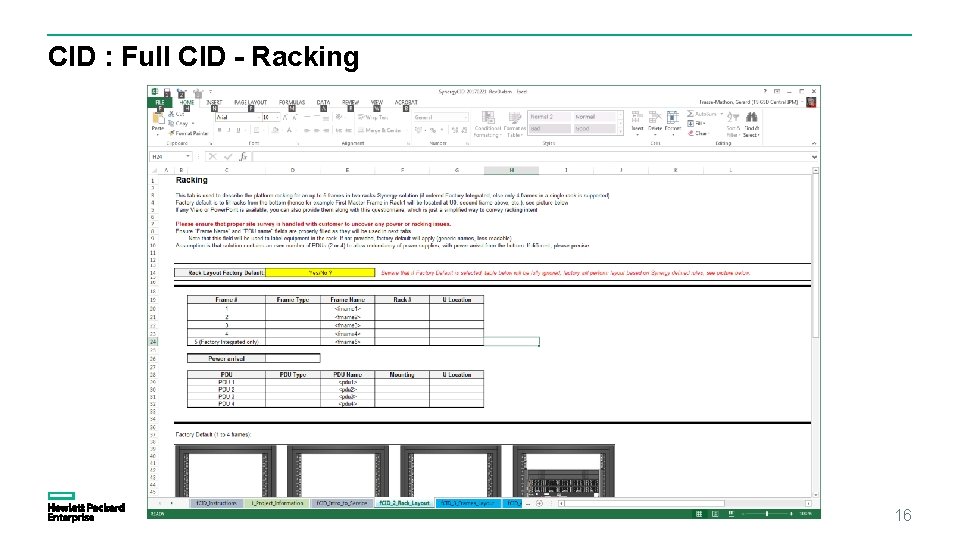 CID : Full CID - Racking 16 CID : Full CID - Racking 16