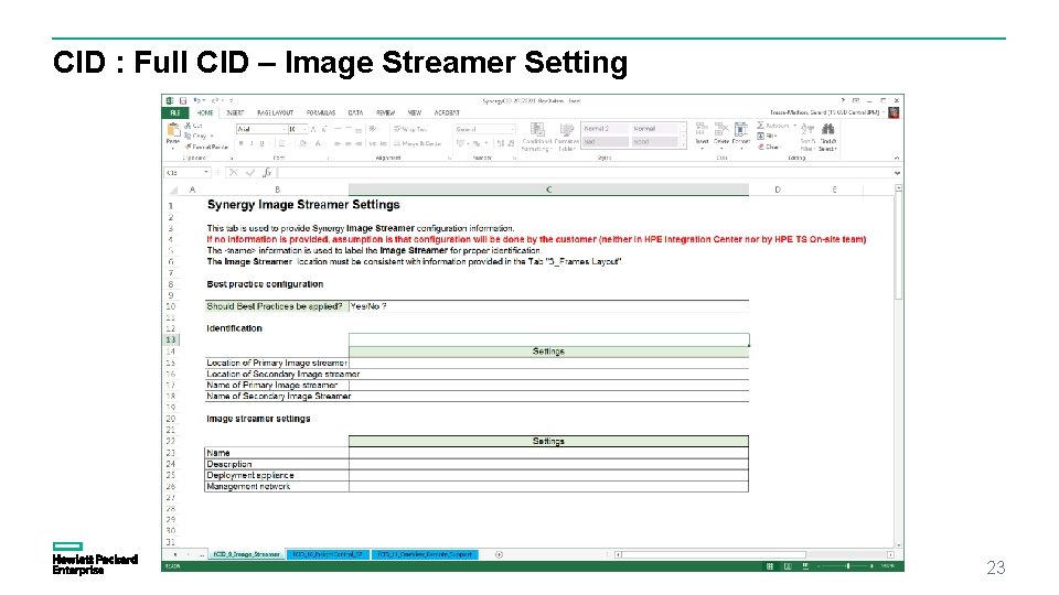 CID : Full CID – Image Streamer Setting 23 CID : Full CID – Image Streamer Setting 23