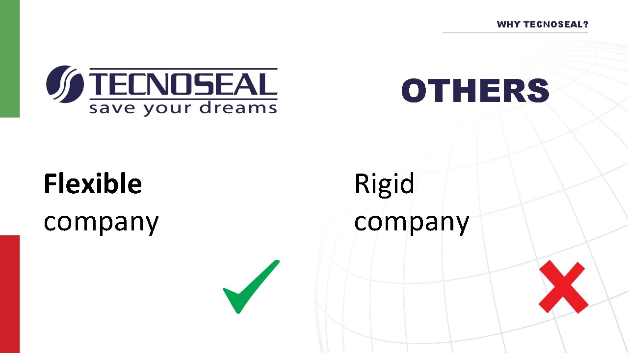 WHY TECNOSEAL? OTHERS Flexible company Rigid company 