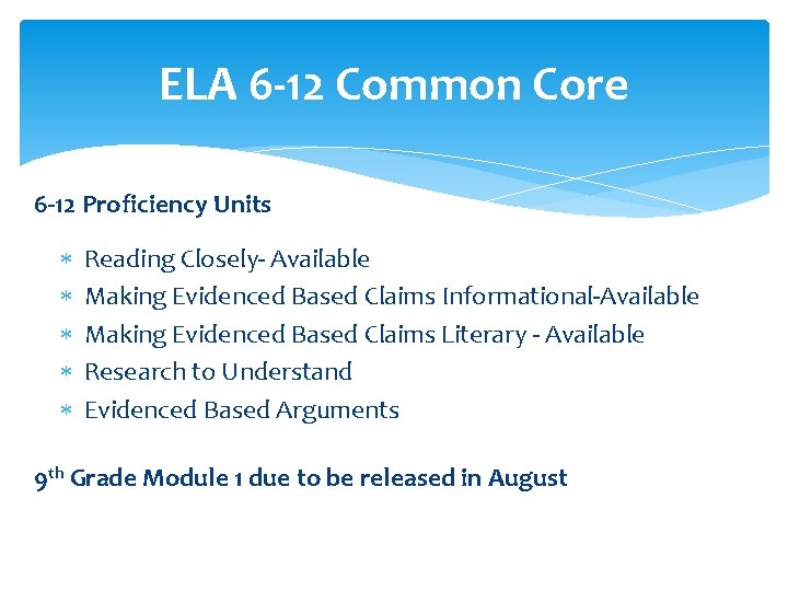 ELA 6 -12 Common Core 6 -12 Proficiency Units Reading Closely- Available Making Evidenced