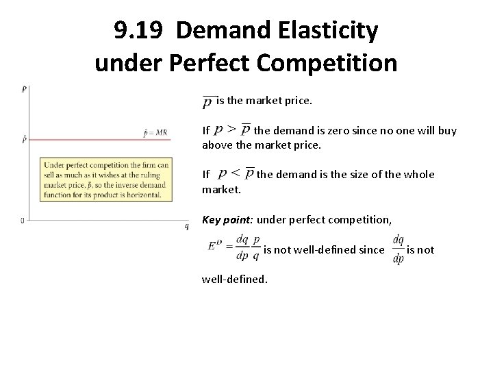 9. 19 Demand Elasticity under Perfect Competition is the market price. If the demand
