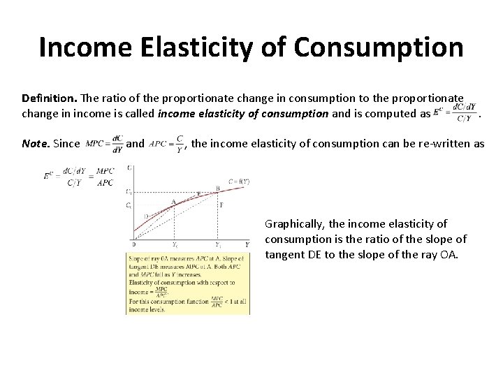 Income Elasticity of Consumption Definition. The ratio of the proportionate change in consumption to