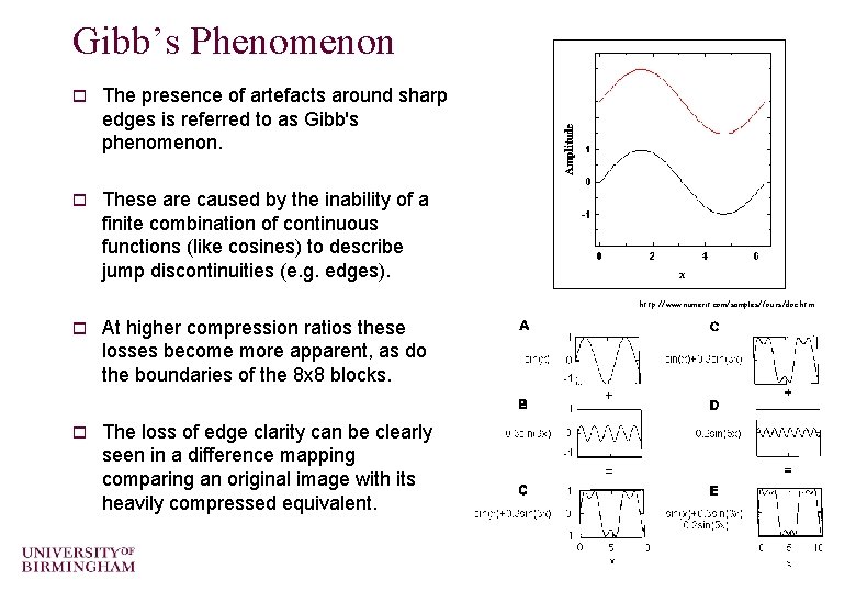 Gibb’s Phenomenon o The presence of artefacts around sharp edges is referred to as