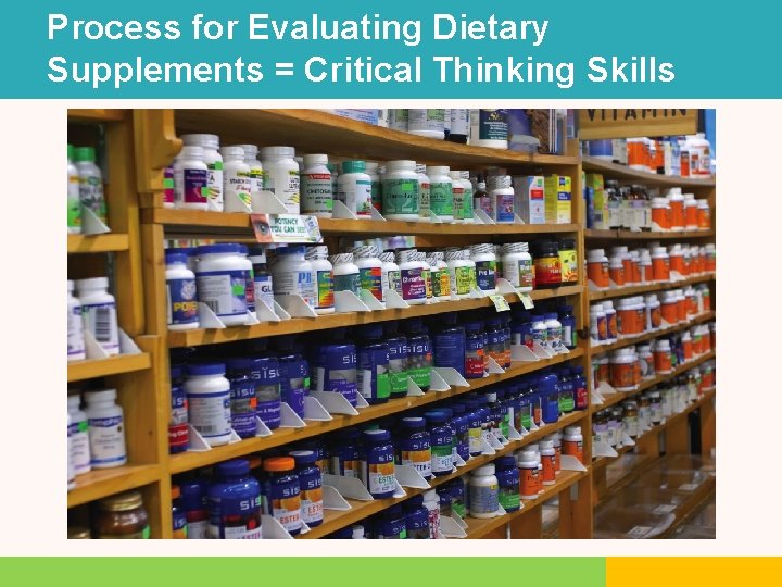 Process for Evaluating Dietary Supplements = Critical Thinking Skills 