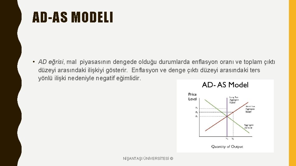 AD-AS MODELI • AD eğrisi, mal piyasasının dengede olduğu durumlarda enflasyon oranı ve toplam AD-AS MODELI • AD eğrisi, mal piyasasının dengede olduğu durumlarda enflasyon oranı ve toplam