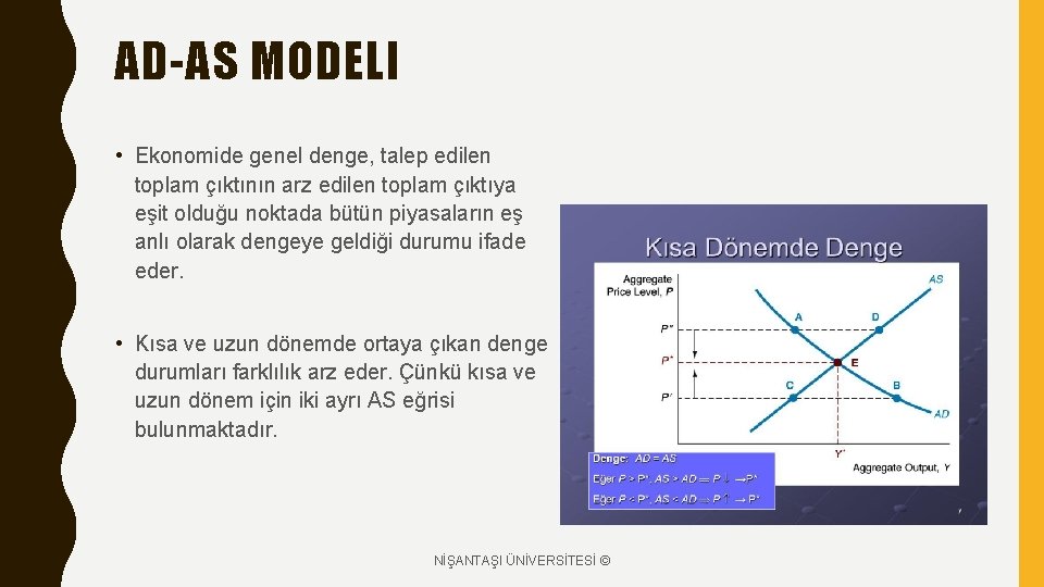 AD-AS MODELI • Ekonomide genel denge, talep edilen toplam çıktının arz edilen toplam çıktıya AD-AS MODELI • Ekonomide genel denge, talep edilen toplam çıktının arz edilen toplam çıktıya