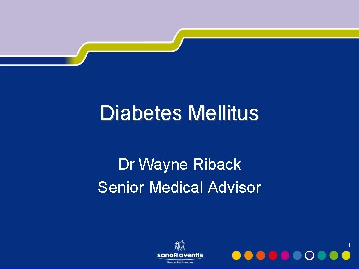 Diabetes Mellitus Dr Wayne Riback Senior Medical Advisor 1 