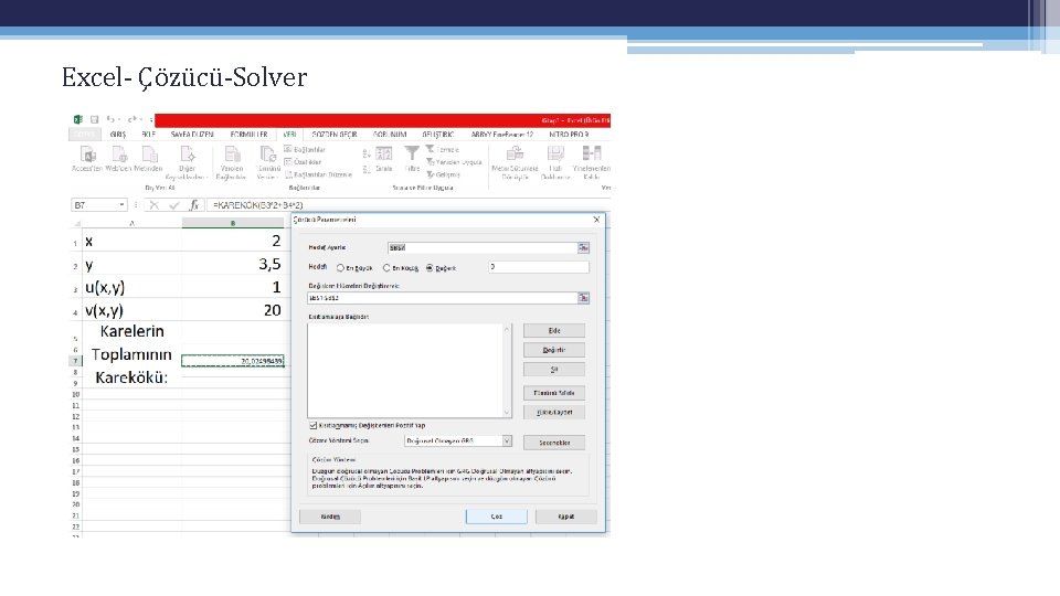 Excel- Çözücü-Solver Excel- Çözücü-Solver
