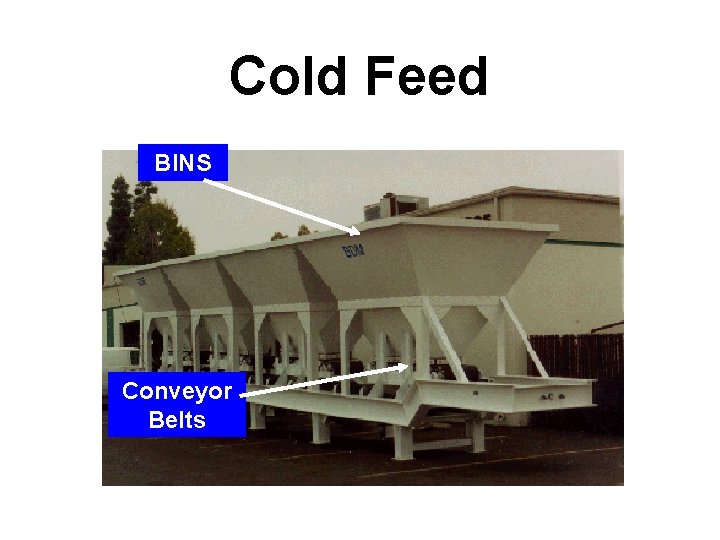 Cold Feed BINS Conveyor Belts NCAT 9 