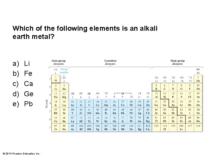 Which of the following elements is an alkali earth metal? a) b) c) d)