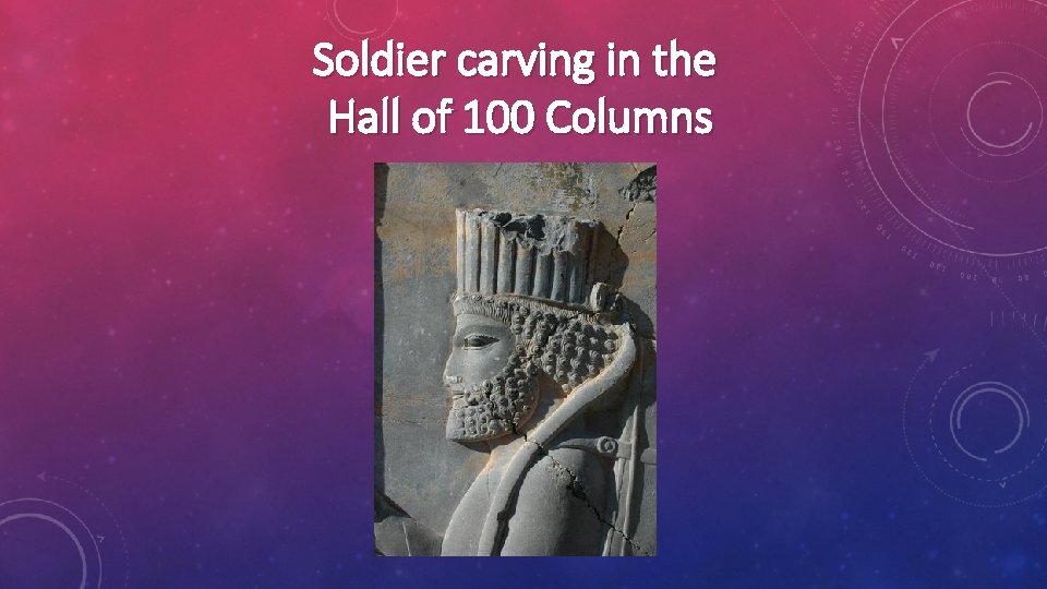 Soldier carving in the Hall of 100 Columns 