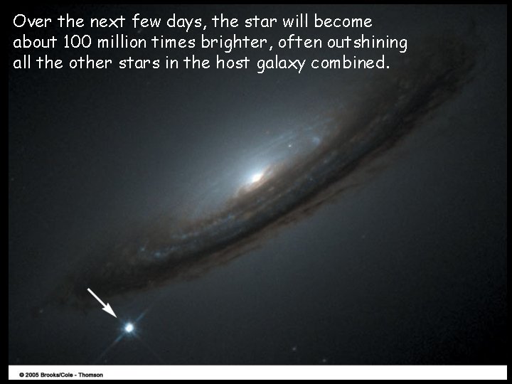 Over the next few days, the star will become about 100 million times brighter,