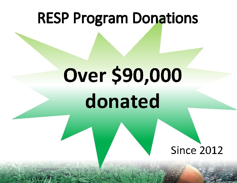 RESP Program Donations Over $90, 000 donated Since 2012 