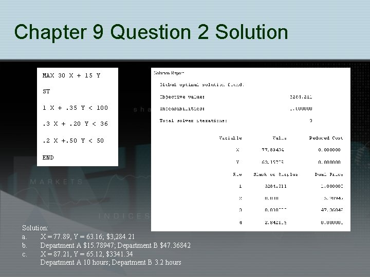 Chapter 9 Question 2 Solution: a. X = 77. 89, Y = 63. 16;