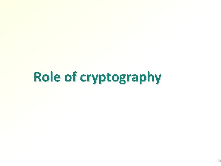 Role of cryptography 20 